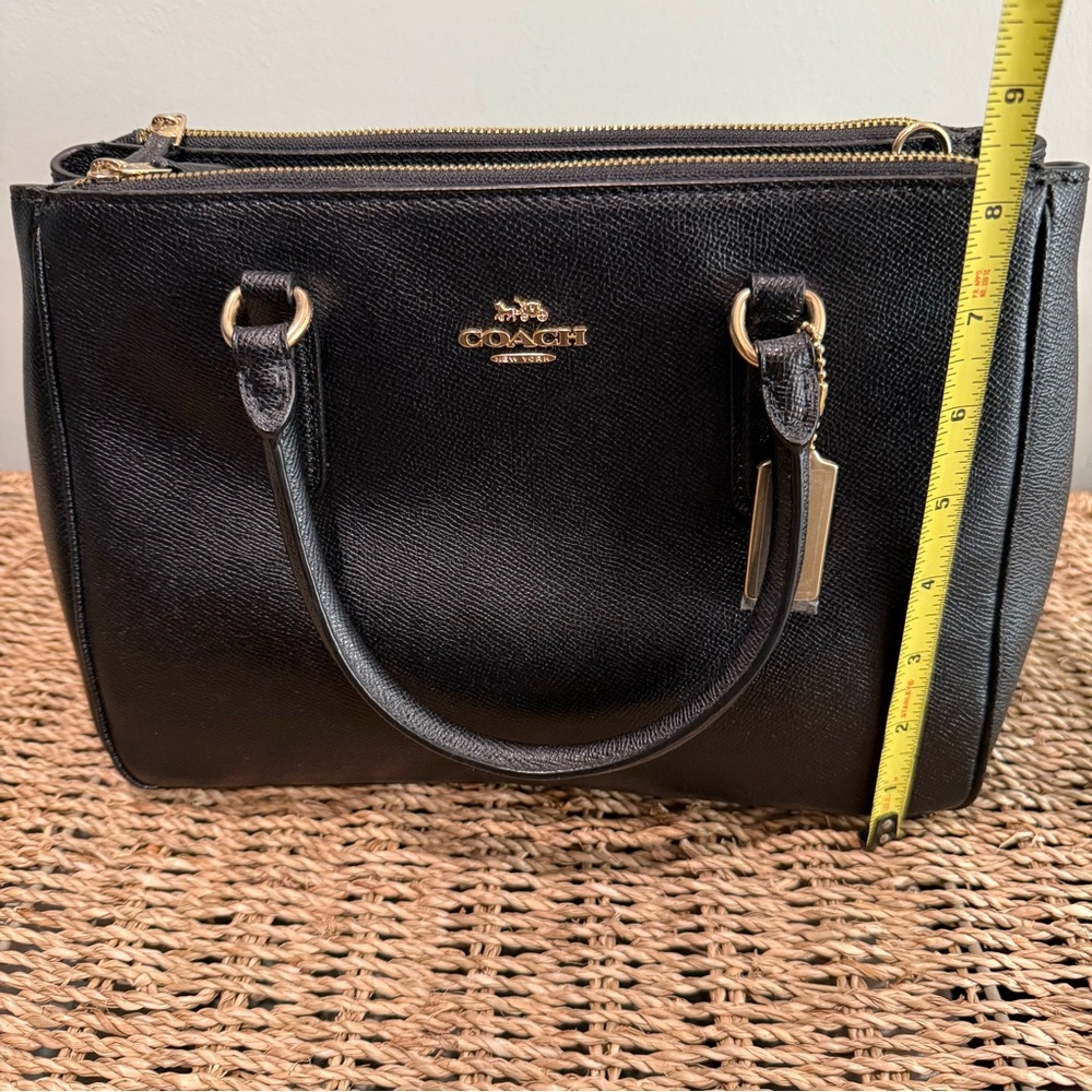 NWT Coach Black Leather Surrey Mini Carryall with Gold Accents - Picture 6 of 8